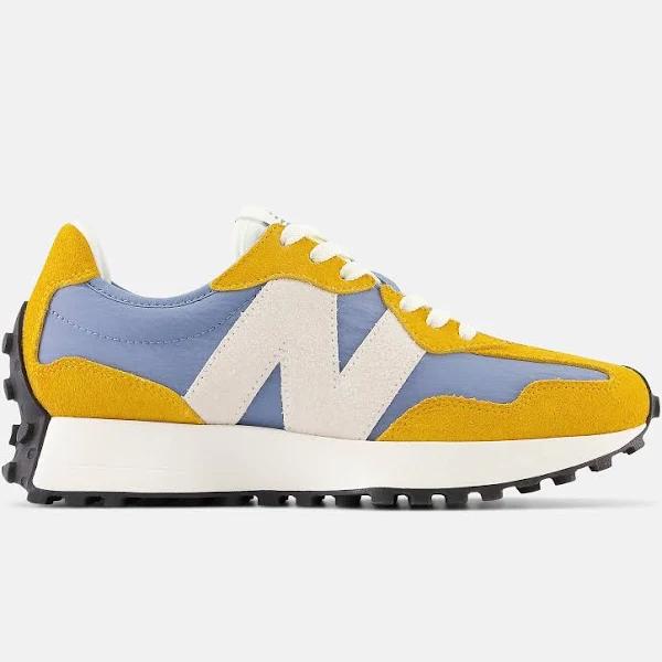 New Balance Women's 327 in Yellow/Blue Suede/Mesh, Size 8 Narrow
