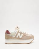 New Balance Women's 574+ Driftwood/Washed Burgundy/Sea Salt - Size 11