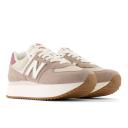 New Balance Women's 574+ Driftwood/Washed Burgundy/Sea Salt - Size 11
