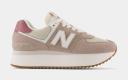 New Balance Women's 574+ Driftwood/Washed Burgundy/Sea Salt - Size 7