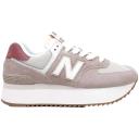 New Balance Women's 574+ Driftwood/Washed Burgundy/Sea Salt - Size 7