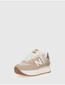 New Balance Women's 574+ Driftwood/Washed Burgundy/Sea Salt - Size 7