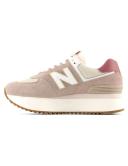 New Balance Women's 574+ Driftwood/Washed Burgundy/Sea Salt - Size 8