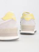 New Balance Women's 574 - Grey/White/Yellow (Size 5.5)