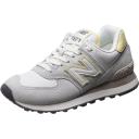New Balance Women's 574 - Grey/White/Yellow (Size 8.5)