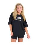 New Balance Women's Essentials Stacked Logo Cotton Oversized T-Shirt Black - Size M