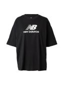 New Balance Women's Essentials Stacked Logo Cotton Oversized T-Shirt Black - Size M