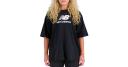 New Balance Women's Essentials Stacked Logo Cotton Oversized T-Shirt Black - Size M