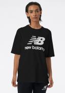 New Balance Women's Essentials Stacked Logo Cotton Oversized T-Shirt Black - Size M