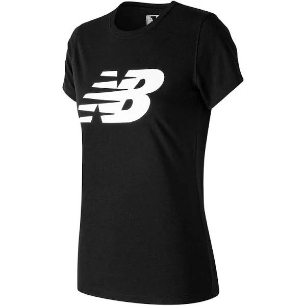 New Balance Women's Essentials Stacked Logo Cotton Oversized T-Shirt Black - Size M