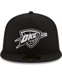 New Era Men's Black Oklahoma City Thunder Black and White Logo 59Fifty Fitted Hat
