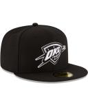 New Era Men's Black Oklahoma City Thunder Black and White Logo 59Fifty Fitted Hat