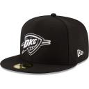 New Era Men's Black Oklahoma City Thunder Black and White Logo 59Fifty Fitted Hat