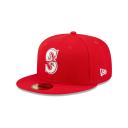 New Era Red Seattle Mariners White Logo 59Fifty Fitted Hat