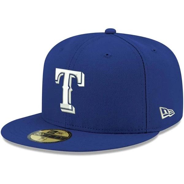New Era Royal Texas Rangers White Logo 59FIFTY Fitted Hat