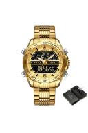 New Golden Mens Watches Dual Display