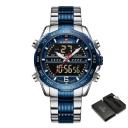 New Golden Mens Watches Dual Display
