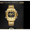 New Golden Mens Watches Dual Display