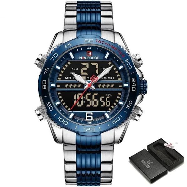New Golden Mens Watches Dual Display