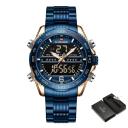 New Golden Mens Watches Dual Display