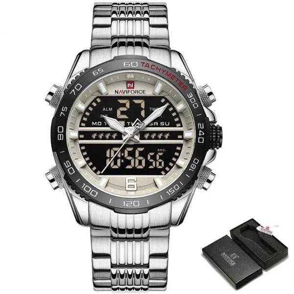 New Golden Mens Watches Dual Display