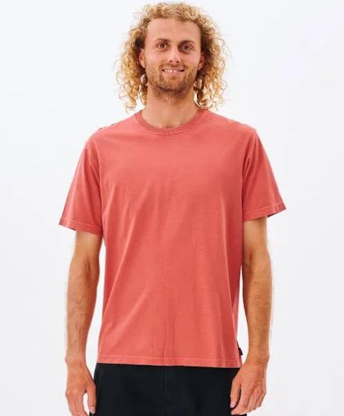 New Rip Curl Men's Plain Wash Mens SS Tee Crew Neck Cotton Natural