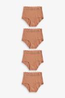 Next Lace Trim Cotton Blend Knickers 4 Pack-Full Brief
