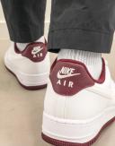 Nike Air Force 1 '07 White/Burgundy - Size 9