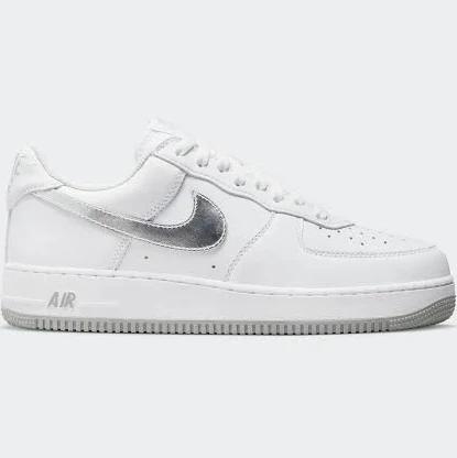 Nike Air Force 1 Low Silver Swoosh Shoes - Size 14 - 100 White
