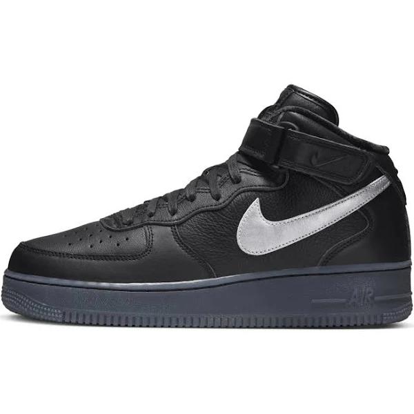 Nike Air Force 1 Mid Premium 'Black Metallic Silver' Sneakers | Men's Size 14