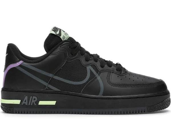 Nike Air Force 1 React Black Violet Star Barely Volt