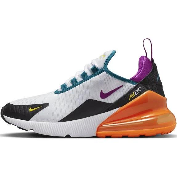 Nike Kids Air Max 270 Vivid Purple Shoes - Size 5Y - White/Vivid Purple-Black