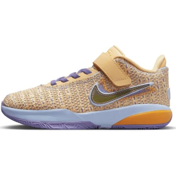 Nike LeBron 20 Summer Vibes PS Kids Basketball Shoes Gold/Purple US 1