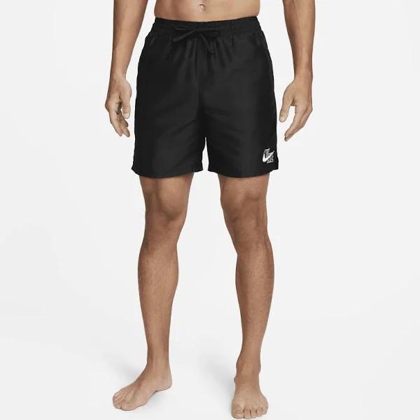 Nike Men's 18" Essential Logo Lap Swim Trunks - Black XL | Polyester - Swimoutlet.com