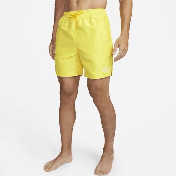 Nike Men's 18" Essential Logo Lap Swim Trunks - Optic Yellow XL | Polyester - Swimoutlet.com