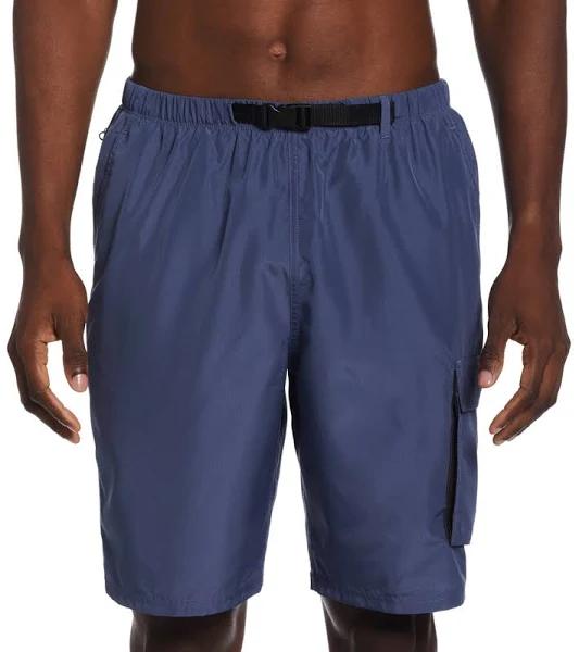 Nike Men's 20" Belted Packable Swim Trunks - Diffused Blue - Swimoutlet.com