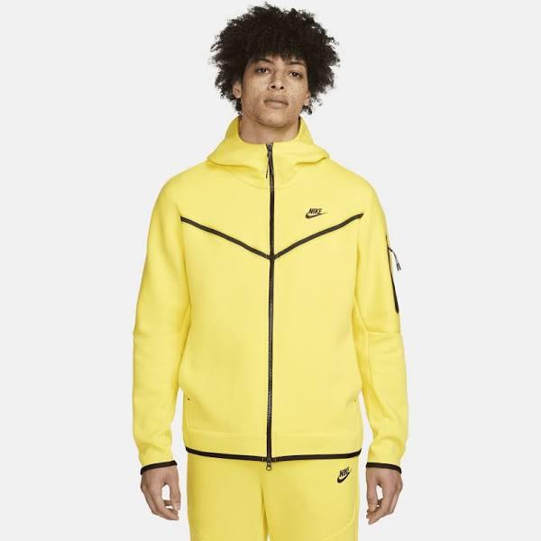 Nike Men's Sportswear Tech Fleece Full Zip Hoodie Yellow Strike, Large