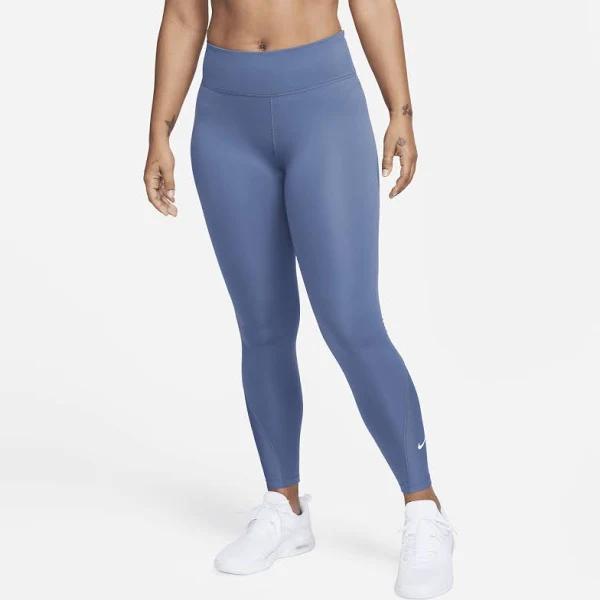 Nike One Women's Mid-Rise 7/8 Mesh-Panelled Leggings - 50% Recycled Polyester - Blue
