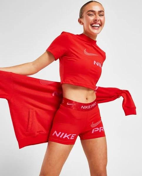 Nike Pro Womens Dri-FIT Mid-Rise 3 Inch Graphic Shorts Red M @ Rebel Active