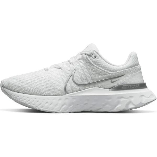 Nike React Infinity Run Flyknit 3 'White Metallic Silver' Sneakers | Women's Size 9.5