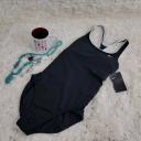 Nike Women's One Piece Swimsuit Jet Black Solid Powerback One-piece S