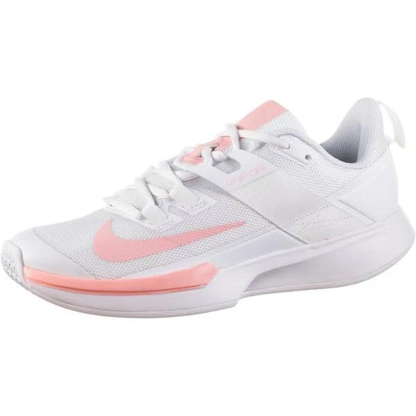 Nike Womens Court Vapor Lite Tennis Shoes - White/Washed Coral 6