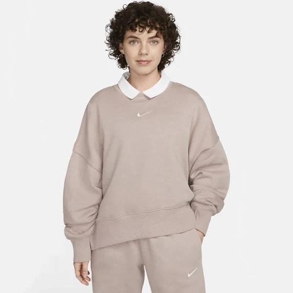 Nike Womens Phoenix Oversized Sweatshirt Taupe XS