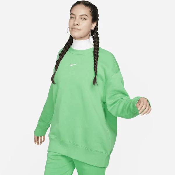 Nike Womens Sportswear Phoenix Fleece Oversized Crewneck Sweatshirt Green XS
