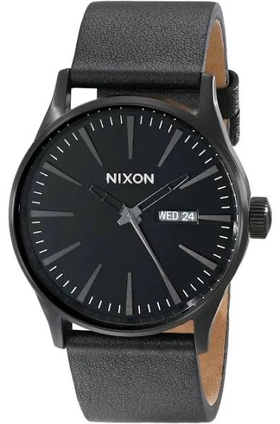 Nixon Sentry Leather Watch - All Black