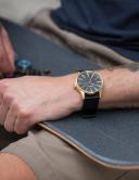 Nixon Sentry Leather Watch - Gold Black