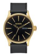Nixon Sentry Leather Watch - Gold/Black