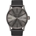 Nixon Sentry Leather Watch - Polished Gold/Navy Sunray