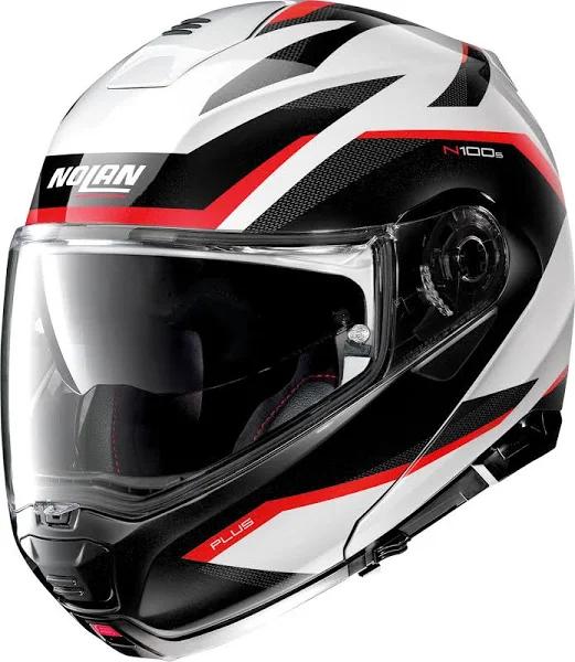 Nolan N100-5 Plus Overland N-COM Helmet, black-white-red, Size XL