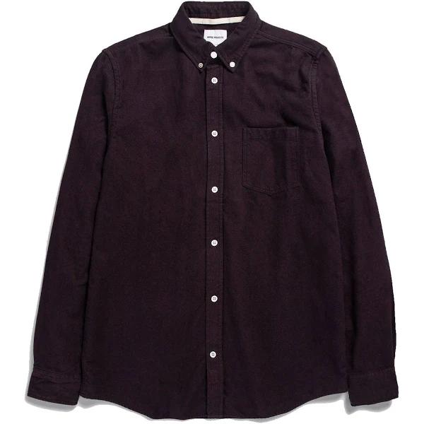Norse Projects Men's Anton Brushed Flannel Shirt in Burgundy, Size Large | END. Clothing